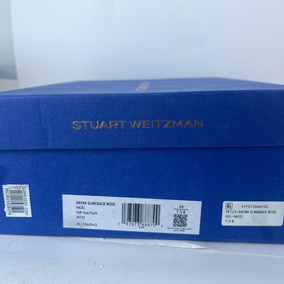 Stuart Weitzman Dayna Suede Sandals Slingback Wedge Hazel Shoes Size 38 US7.5B - Picture 11 of 13